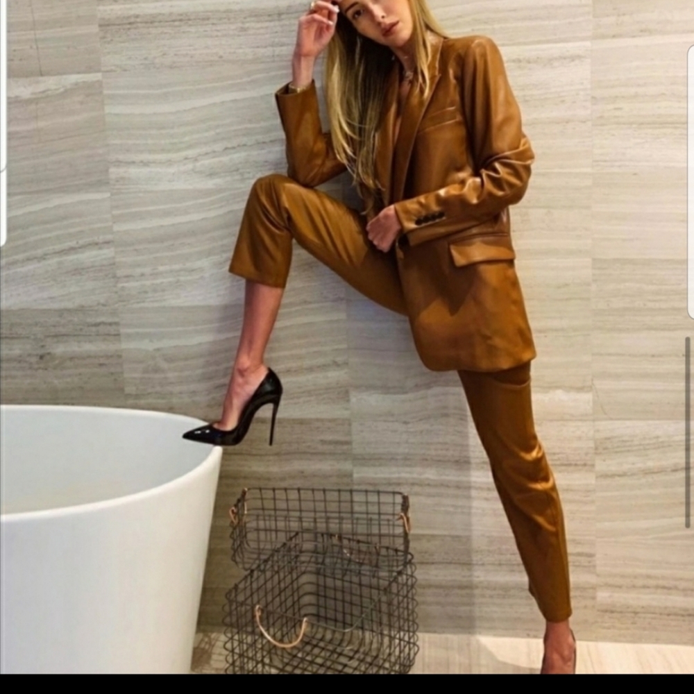 Zara faux leather casual pants